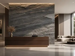 3D Rock Look granite in a reception area, visualisation