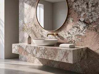 Alaska Pink granite in a bathroom, visualisation