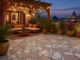 Alaska Pink granite in a terrace, visualisation