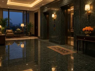 Asian Green granite in a lift lobby, visualisation