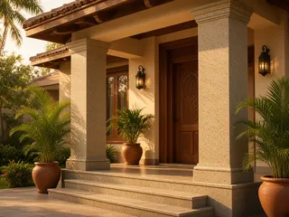 Astoria Gold granite in pillar cladding, visualisation