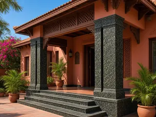 Hassan Green granite in pillar cladding, visualisation