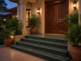 Hassan Green granite in an entrance with steps, visualisation