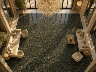 Hassan Green granite in a hotel lobby, visualisation