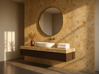 Marie Gold granite in a bathroom, visualisation