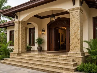Marie Gold granite in pillar cladding, visualisation