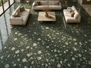 Pista Green granite in a hotel lobby, visualisation