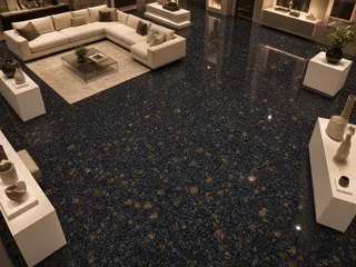 Safari Blue granite in a showroom, visualisation