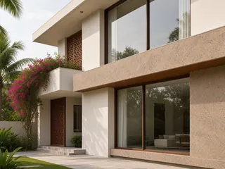 Shiffon Pink granite in window sills and frames, visualisation