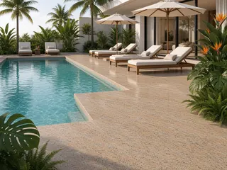 Shiffon Pink granite in a pool deck, visualisation