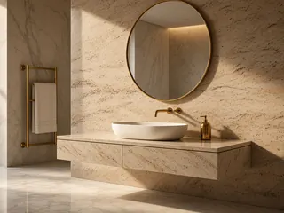 Shiva Gold granite in a bathroom, visualisation