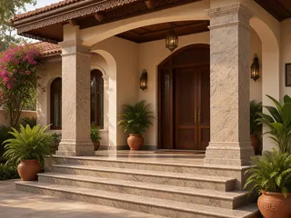 Shiva Gold granite in pillar cladding, visualisation