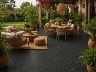 Steel Grey granite in a patio, visualisation